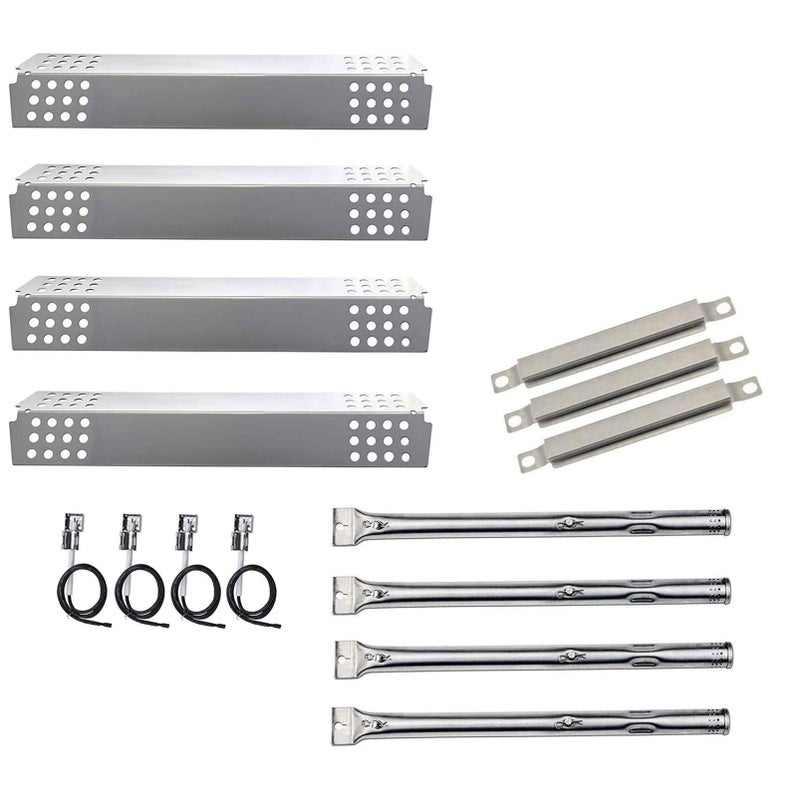 Adviace Grill Replacement Parts for Charbroil 463449914, 463241113 Gas Grills, Pipe Burner Tube, Heat Plate Tent Shield, Crossover Tube, Grill Igniter for CharBroil Commercial 4-Burner Gas Grills - Image 1